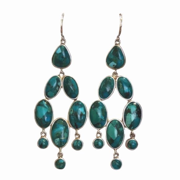 SILPADA Turquoise Sterling Silver Chandelier Vieques Drop Dangle Earrings W3289 - Picture 7 of 7